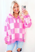 Pink checkered sweater ￼